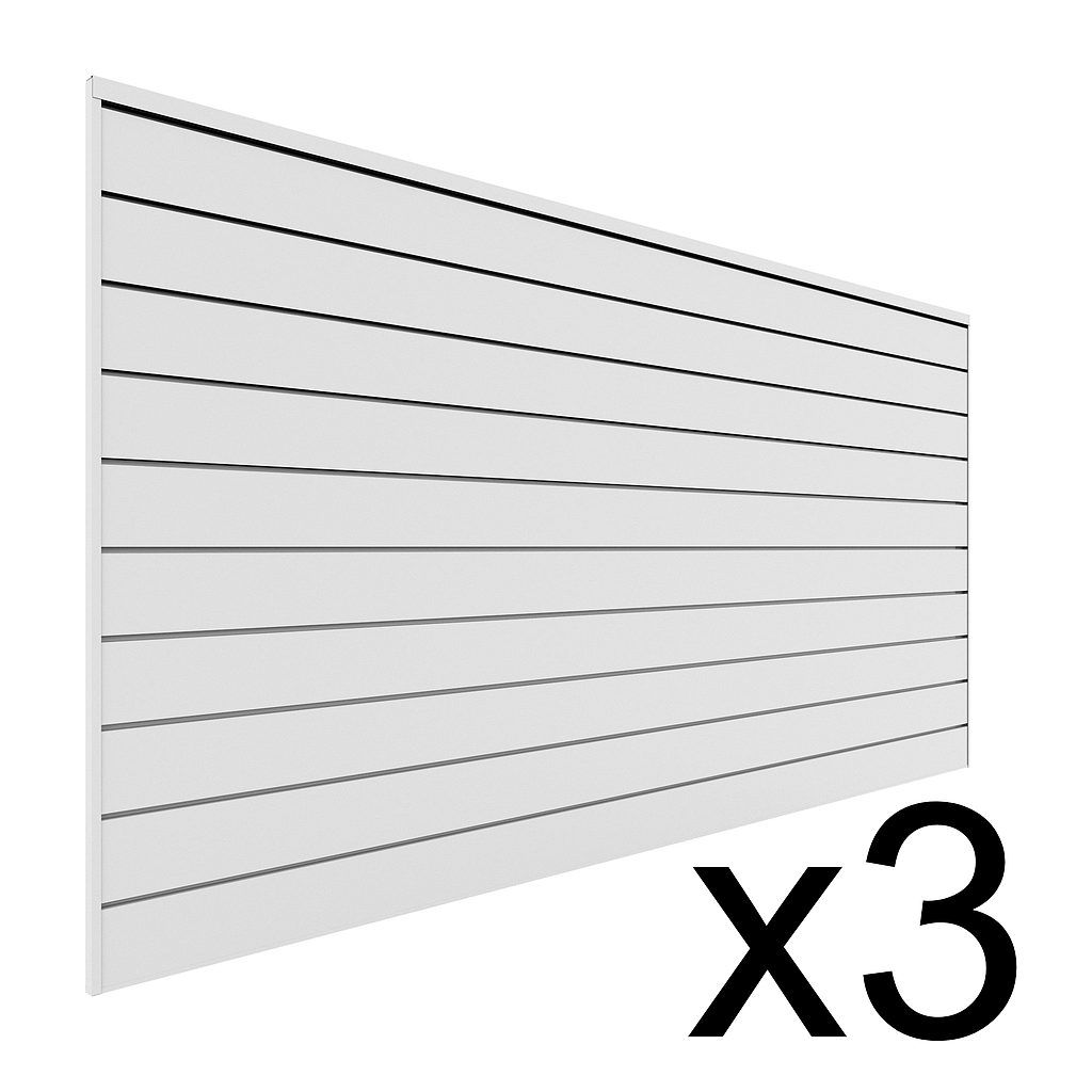White 3 Pack - 8 ft. x 4 ft. PVC Slatwall