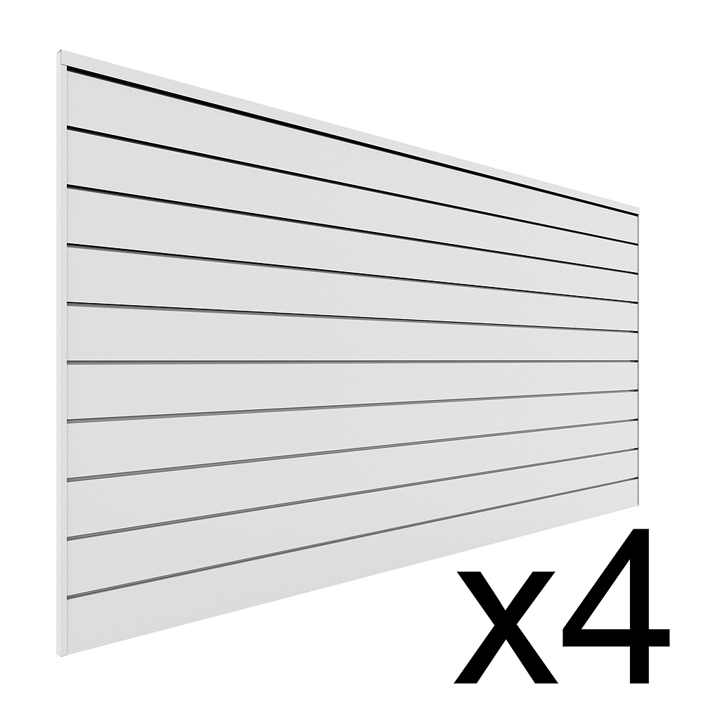 White 4 Pack - 8 ft. x 4 ft. PVC Slatwall