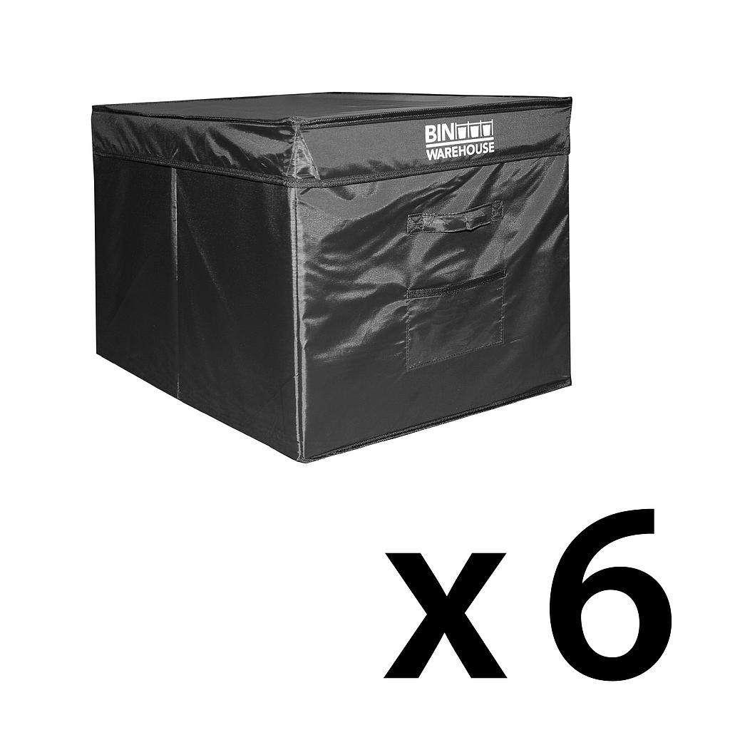 65016 Bin Warehouse Fold-A-Tote BLACK - 9 Gallon 6 Pack
