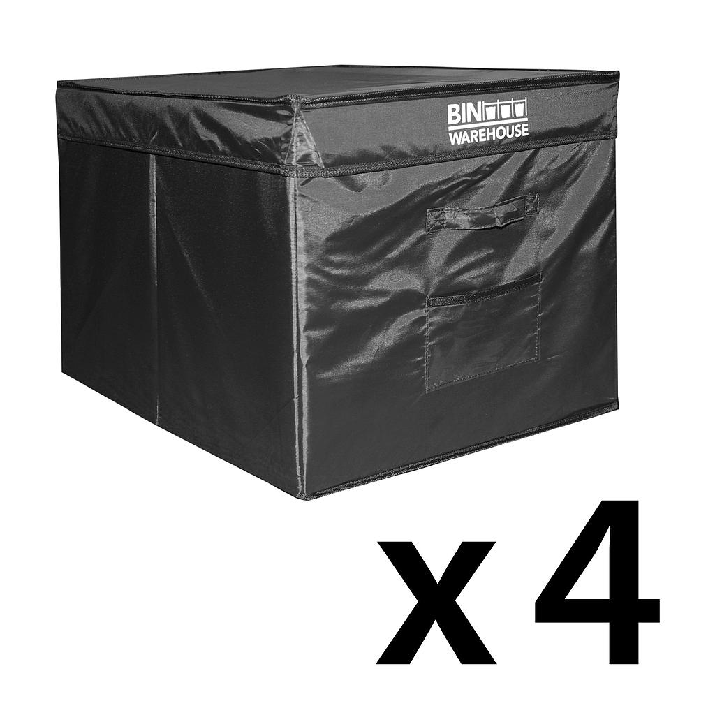 65018 Bin Warehouse Fold-A-Tote BLACK - 32 Gallon 4 Pack
