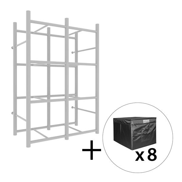 65111K Bin Warehouse Rack - 8 Totes with 2x4PK 32GAL Fold-A-Tote