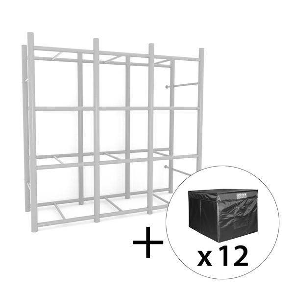 65122K Bin Warehouse Rack - 12 Totes with 3x4PK 32GAL Fold-A-Tote