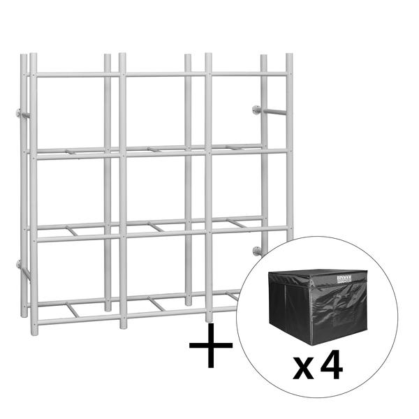 65130K Bin Warehouse Rack - 12 Totes compact with 4PK 22GAL Fold-A-Tote