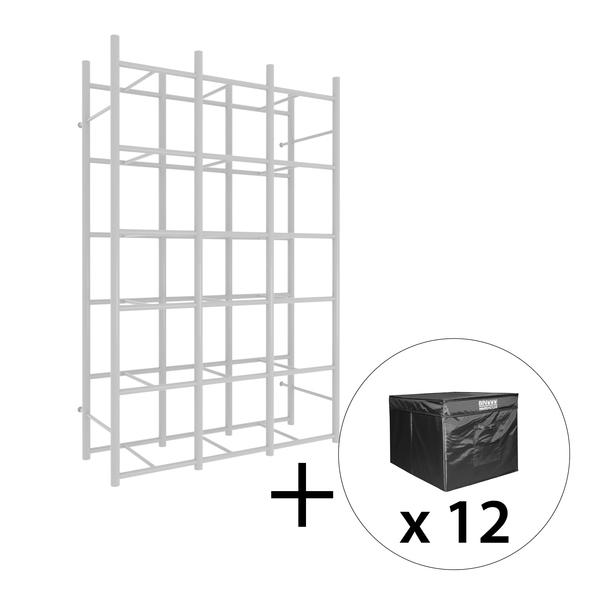 65151K Bin Warehouse Rack - 18 Filebox with 2x6PK 9GAL Fold-A-Tote