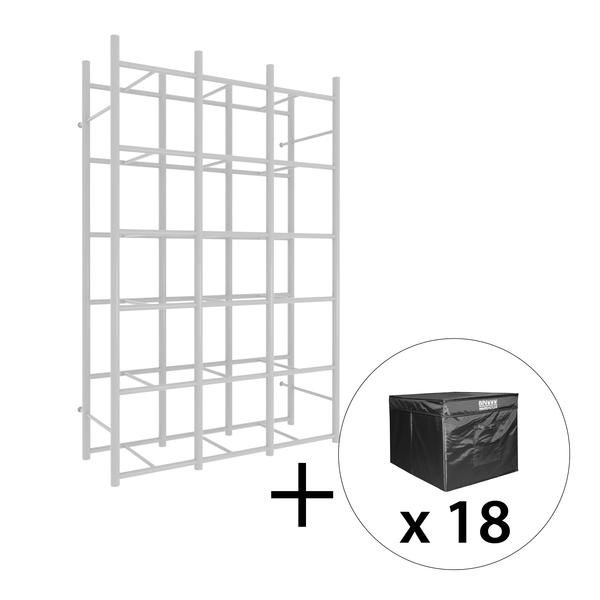 65152K Bin Warehouse Rack - 18 Filebox with 3x6PK 9GAL Fold-A-Tote