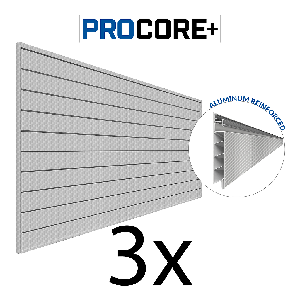 ProCore + 3 Pack - 8 ft. x 4 ft. Slatwall Silver Gray
