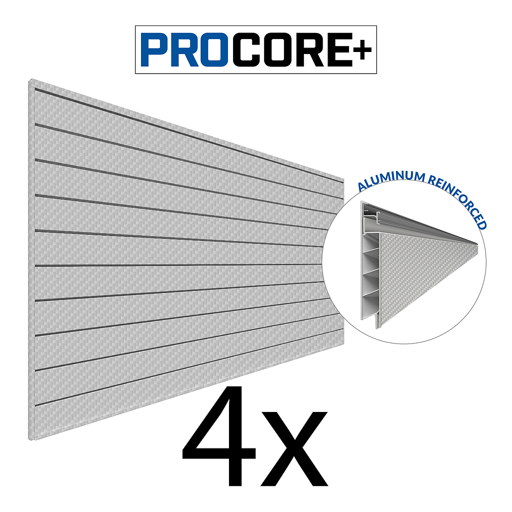 ProCore + 4 Pack - 8 ft. x 4 ft. Slatwall Silver Gray