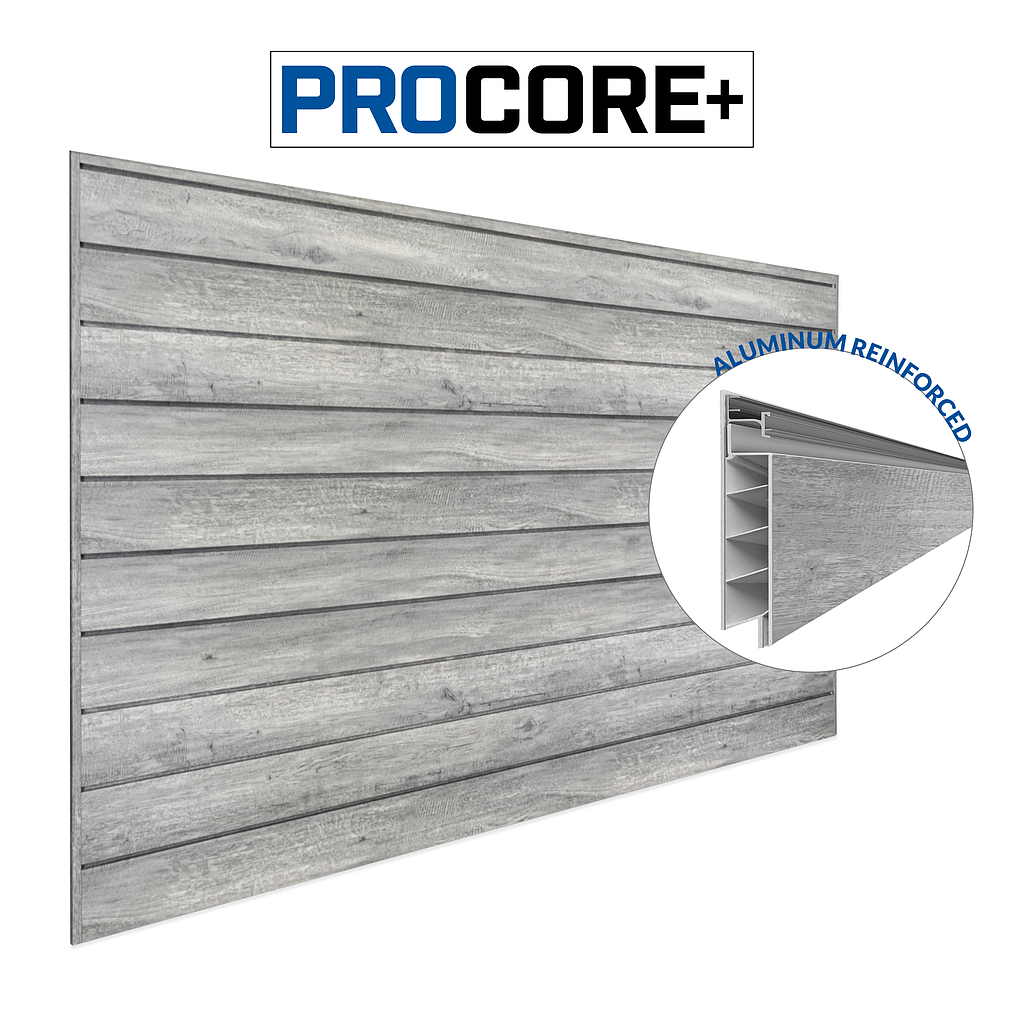87771 PROCORE PLUS 8' x 4' PVC Wall Panels &amp; Trims Gray Wood