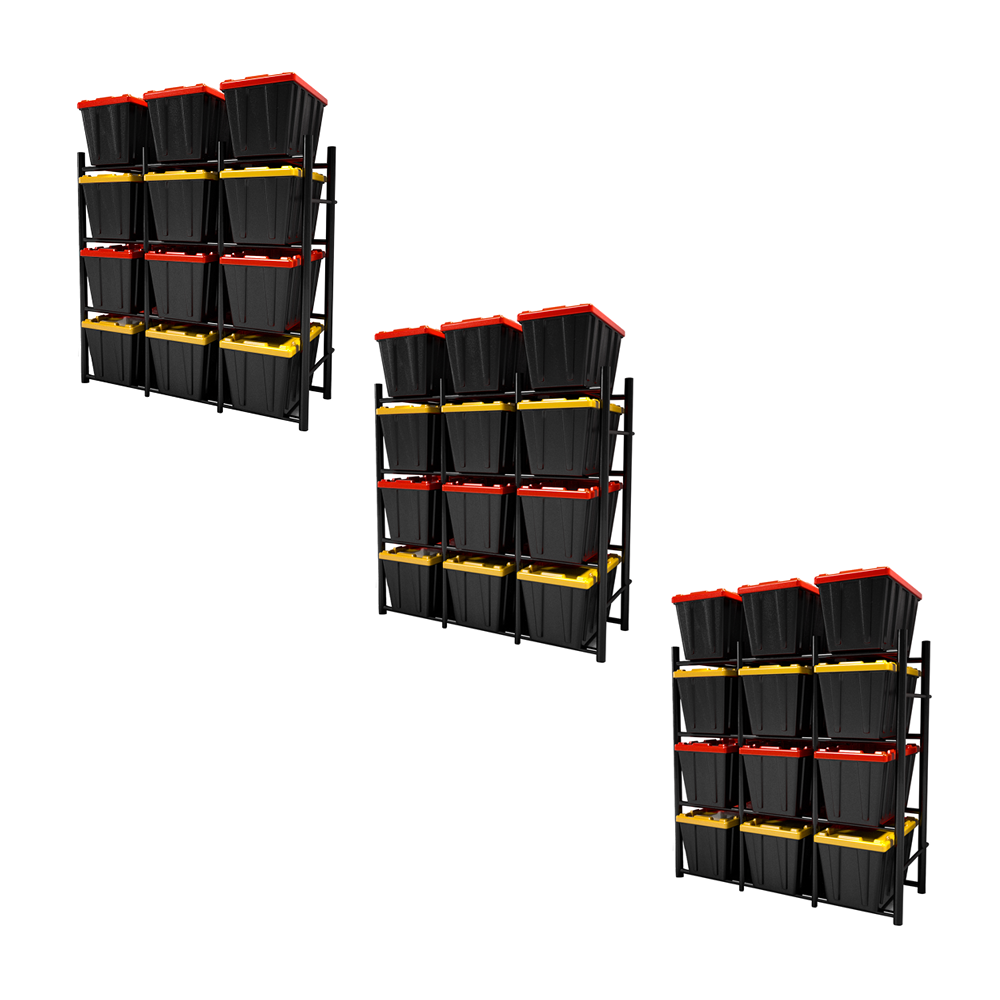65312K Bin Warehouse Heavy Duty Rack - 12 Tote - 3 Pack
