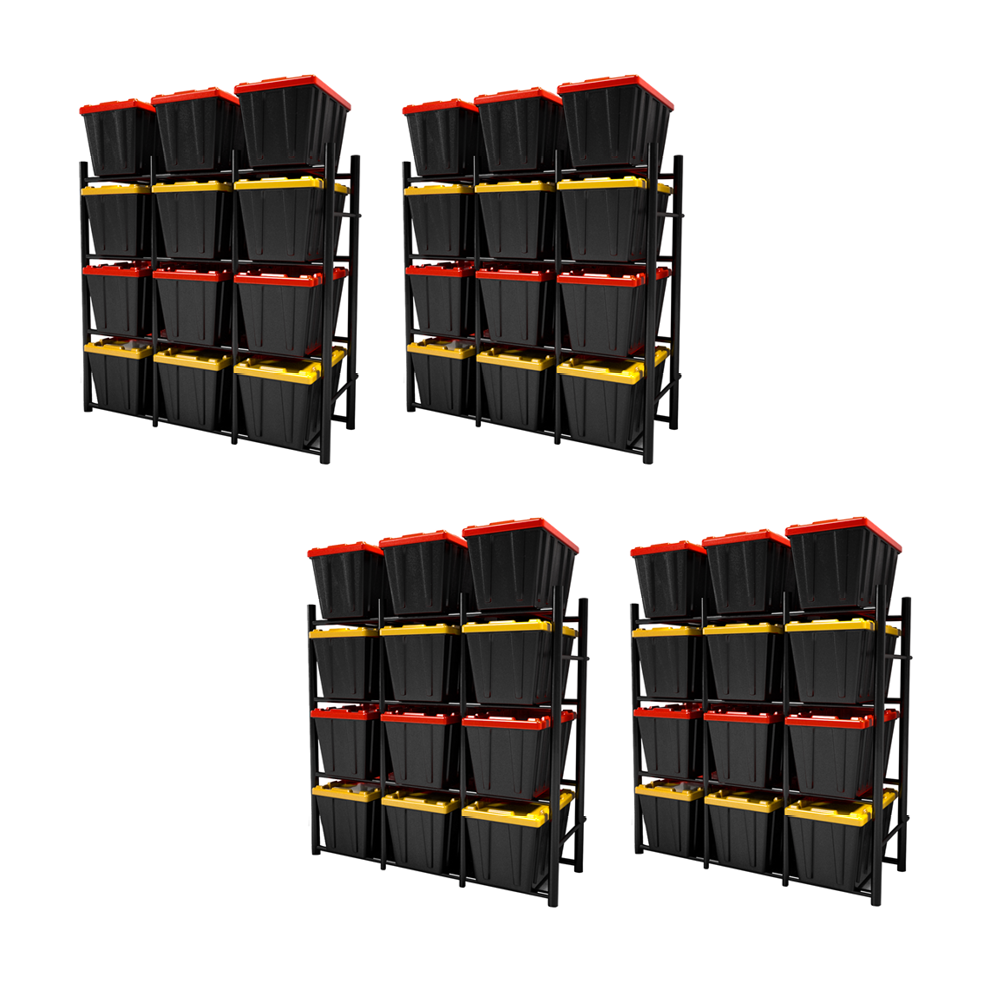 65412K Bin Warehouse Heavy Duty Rack - 12 Tote - 4 Pack
