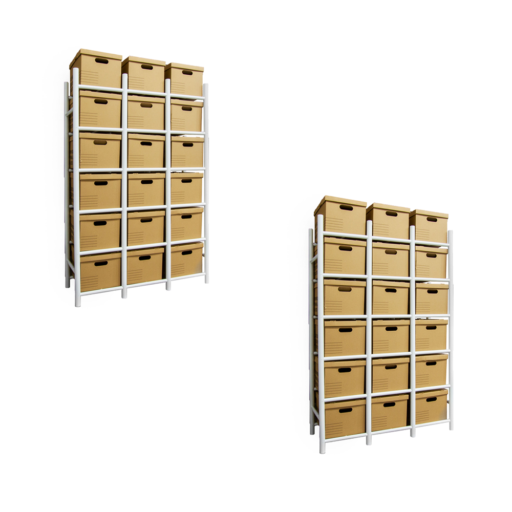 65025K Bin Warehouse Rack - 18 Filebox - 2 Pack